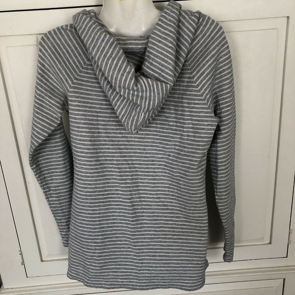 James Perse Size 3 Grey White Stripe Hoodie - Picture 6 of 7